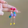 Corea del Sur Dongdaemun Globos de Amor Esmaltados de Colores Hebilla de Oreja de Perro Pendientes de Corazón Dulce y Femenino Pendientes Texturizados