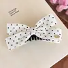 Presilha Banana Vintage de Bolinhas com Laço para Mulheres, Elegante e Estilosa, para Rabos de Cavalo Altos e Baixos, Presilha de Trás da Cabeça, Presilha Vertical