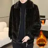 Jaqueta Curta de Pele Grossa com Lapela para Jovens Inverno Masculina de Veludo Mínk de Alta Qualidade Moda Casual Roupa de Inverno