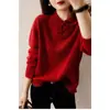Suéter Chic de Estilo Europeu Novo, High-End Vintage, com Botão de Libélula e Pelo de Guaxinim Vermelho para Mulheres, Inverno