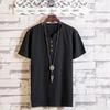 Camiseta de Lino para Hombre Estilo Chino Talla Grande para Hombre Estilo Coreano Holgada Moderna Cuello en V Manga Corta Camiseta