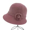 Chapéu de Balde de Tricô com Pelo de Coelho Quente Outono Inverno Chapéu para Mãe de Meia-Idade e Idosa Mulher Decoração de Flores Chapéu de Pescador à Prova de Vento Venda por Atacado