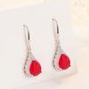 Venta Caliente Moda Gota Gota Color Diamante Aretes Gancho de Oreja Circonita Micro Diamante Rojo Verde Azul Gota Taladro Aretes