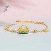 Tienda de oro con arena dorada color esmalte dorado estanque de lotos peces alegría paz candado pulsera nueva para mujer estilo corte chino pulsera para novia