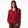 Fábrica de Ropa Zhengqite/Suéter Holgado de Cuello en V Cepillado de Cachemira para Mujer, Tejido de Lana Suave Engrosado Otoño e Invierno