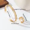 Moda Transfronteriza Europea y Americana Versátil Forma de Panal Incrustaciones de Circonita Lujo Ligero Nicho Anillo Abierto de Panal Set de Joyería para Mujer Venta al por Mayor