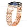 Adecuado para Fitbit versa4/sense2 cuernos cinco filas de correa metálica con incrustaciones de diamantes Versa3 smart