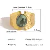 Anillo de Piedra Natural con Textura Martillada Vintage Acero Inoxidable 18K Anillo Abierto Estilo Nicho de Alta Gama Anillo Abierto al por Mayor