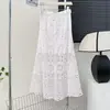 Traje de Férias Boêmio para Mulheres, Estilo Coreano, Crochê Resistente com Recortes, Cintura com Cordão, Saia Evasê Versátil