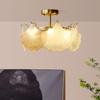 Lámpara de techo para sala de estar, luz francesa, lujosa lámpara de hoja de ginkgo de vidrio, retro, moderna, sencilla, romántica, para comedor, dormitorio principal.