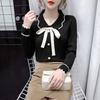 2025 Casual Combinación Perfecta Cuello de Muñeca Estilo Chanel Perezoso Ropa Exterior para Mujer Primavera y Otoño Nueva Camisa Base Suelta con Lazo