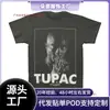 Camiseta de Hip-Hop Tupac Nueva Talla Europea Transfronteriza 2Pac Dedo Medio Oración Contra el Mundo Tallas S-4XL Lujo