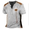Camiseta con estampado digital para hombre, estilo europeo y americano, con estampado náutico, cuello redondo y 7 hebillas, informal, de manga corta.