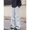 Pantalones de chándal casuales de alta calidad, de estilo americano, con pliegues dobles, patchwork, deconstruidos, de trabajo pesado, para hombre, para primavera, con un diseño único