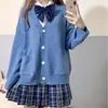 Suéter JK doce e gentil casaco feminino Primavera e Outono Novo estilo universitário coreano cardigã de malha liso solto emagrecedor