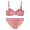 Conjunto de Renda Estilo Francês Sem Aros Sutiã Feminino Peito Pequeno Push-up Bojo Triângulo Roupa Íntima Sutiã Feminino Outono Respirável