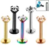 Aretes de titanio G23 transfronterizos calientes incrustados con circonita cuerpo de rosca interna joyería para piercing de titanio acero de titanio venta caliente clavo de labio