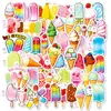 Pegatinas de Cono de Helado Nuevas Transfronterizas de 50 Piezas Coloridas de Verano Lindas Pegatinas de Material de Decoración de Cono de Helado