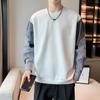Novo Produto de Outono Listrado Assimétrico Sudadora Patchwork Masculina Estilo Coreano Casual Tendência Manga de Camisa Camiseta de Manga Comprida Masculina