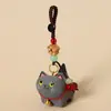 Llavero Colgante Gato Azul Tallado en Madera Hecho a Mano, Linda Decoración de Mochila con Temática de Mascotas, Regalo para el Cumpleaños de Amigos