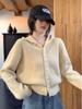 Jaqueta Cardigan de Tricô com Capuz de Botão Único Estilo Suave para Mulheres, Suéter Casual, Novo Top Macio e Versátil para Outono e Inverno, Tendência