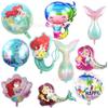 Novo tema oceano sereia filme de alumínio balão de aniversário da menina decoração da festa de concha bola de alumínio folha