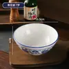 Tigela de cerâmica de porcelana azul e branca prato de cerâmica hotel restaurante cerâmica tigela grande para sopa tigela de ramen prato de jantar