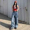 Pantalones de trabajo de mezclilla de pierna ancha estilo retro americano 2026 con diseño de corte diagonal, disponibles para dropshipping