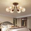 Luminária de Teto para Sala de Estar Estilo Retro de Luxo Americano Cor Café Feijão Mágico Quarto Principal Hall de Vidro Medieval Francês Lâmpada Principal
