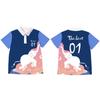 Uniforme de clase para escuela primaria con estampado de cuerpo completo, polo con cuello de solapa, estampado fijo medio, uniforme de juegos para padres e hijos de jardín de infantes, uniforme de graduación