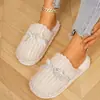 Chinelos Simples de Pelúcia e Algodão Transfronteiriços, Chinelos Quentes de Inverno com Forro de Lã e Laço, Chinelos Leves Silenciosos para Uso Doméstico
