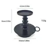 Suporte de vela de metal preto personalizado da fábrica de origem, suporte de vela criativo de camada dupla com anéis, ornamento decorativo de suporte de vela para casa