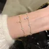 Pulsera de Plata de Ley S925 con Borla de Trébol de Cuatro Hojas y Circonita, Igual que en Xiaohongshu, para Mujer, Lujo Accesible, Diseño de Nicho, Ajuste de Cordón