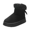 Botas de Nieve de Gran Tamaño Transfronterizas hasta la Pantorrilla para Mujer 2025 Nuevo Estilo de Invierno con Lazo, Suela Gruesa, Forro de Felpa, Botas de Algodón Gruesas de Poner