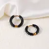 Brincos de aço inoxidável transfronteiriços Série colorida ear cuffs com óleo drop Venda direta da fábrica atacado Ouro 18k Tarraxas de aço de titânio para mulheres