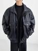 Chaqueta de Cuero para Motocicleta Estilo Retro Americano de Alta Gama para Hombres y Mujeres, Estilo Primavera y Otoño, Mono de Vuelo de Cuero PU de Tendencia de Nicho