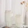 Taza de Café de Doble Pared, Taza Aislada de Acero Inoxidable 316, Taza de Café Portátil Grande de Alta Capacidad Elegante con Pajilla y Pétalos 3D