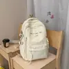 Mochila Estilo Coreano Suave y Fresca con Bordado de Letras, Amarillo Dulce y Cremoso, Adecuada para Chicas de Secundaria y Preparatoria