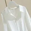 Camisa Blanca Holgada con Cuello de Solapa para Mujer, Nuevo Estilo Verano 2026, Sudadera Sencilla con Parte Delantera Corta y Trasera Larga, Mangas Murciélago