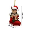 Meias de Natal Transfronteiriças Pingente de Árvore de Natal Cachorro Decoração de Natal Acrílica 2D Decoração para Pendurar na Porta/Janela do Carro Novo 2024