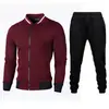 Novo Suéter com Gola Zíper Jaqueta Suéter Masculina Xadrez Cor Sólida Conjunto Cardigan