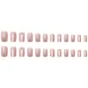 Uñas de Manicura de Longitud Media con Cabeza Plana de Comercio Exterior, Parches de Uñas Postizas con Rayas Blancas y Brillo, Uñas Portátiles Más Vendidas Transfronterizas