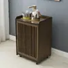 Estante de Cubo de Madera Maciza, Gabinete de Té, Gabinete Lateral, Tetera, Mesa de Té, Carrito de Té, Estación Integrada Pequeña para Preparar Té de Uso Doméstico