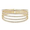 Pulseira clássica popular europeia e americana transfronteiriça de 5 fileiras de fio de aço elástico com strass, joia de mão versátil para o dia a dia de mulheres, para festa de banquete