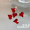 Rinestones Súper Brillantes Rojos para Uñas, Cubo de Azúcar, Corazón Inclinado, Cristales Cuadrados Gruesos con Base Cónica, Rinestones Rojos Chinos Versátiles de Lujo Ligero para Uñas