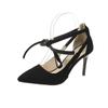 Tacones de Aguja con un Estilo Femenino, Atados Franceses Deseo Puro Negro Punta Fina Versátiles Cosplay Moda