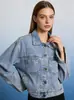 Fábrica de Origem Transfronteiriça Europeia e Americana Jaqueta Jeans Tendência de Caimento Solto Jaqueta Jeans Feminina