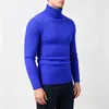 Outono Inverno Novo Suéter Masculino Gola Alta Slim Fit Malha Trançada Pulôver Moda Jovem Casual Camada Base