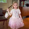 Camiseta de Manga Corta para Niña Verano Nuevo Estilo Tops Casuales de Moda para Niños Pequeños y Medianos con Lindas Camisetas Estampadas de Manga Corta