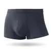 Ropa interior de verano para hombre, bóxer de malla transpirable de seda helada, color liso, cintura media, convexo en U, talla grande